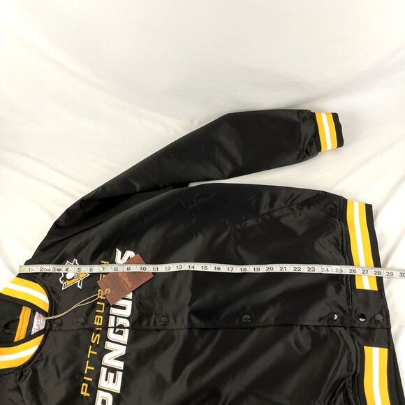 New Mens Mitchell And Ness Pittsburgh Penguins Satin Bomber Jacket Sz L NWT - Picture 9 of 10